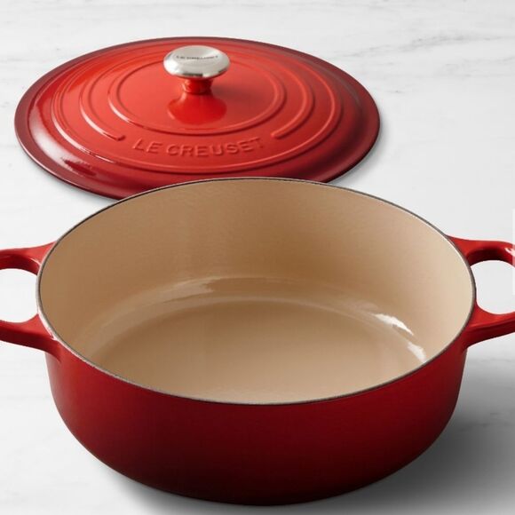 Le Creuset 6 3/4 Signature Enameled Cast Iron Oval Dutch Oven w/Lid- Cerise - Picture 1 of 10
